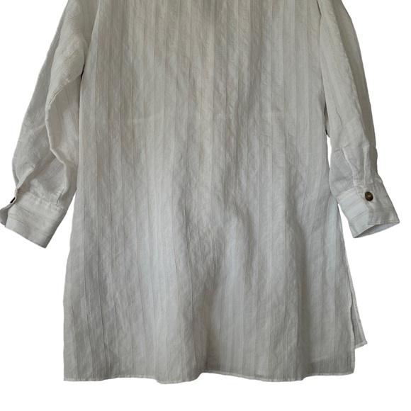 Zara | Tie Front Striped Button Front Tunic Top Size M - Picture 7 of 10
